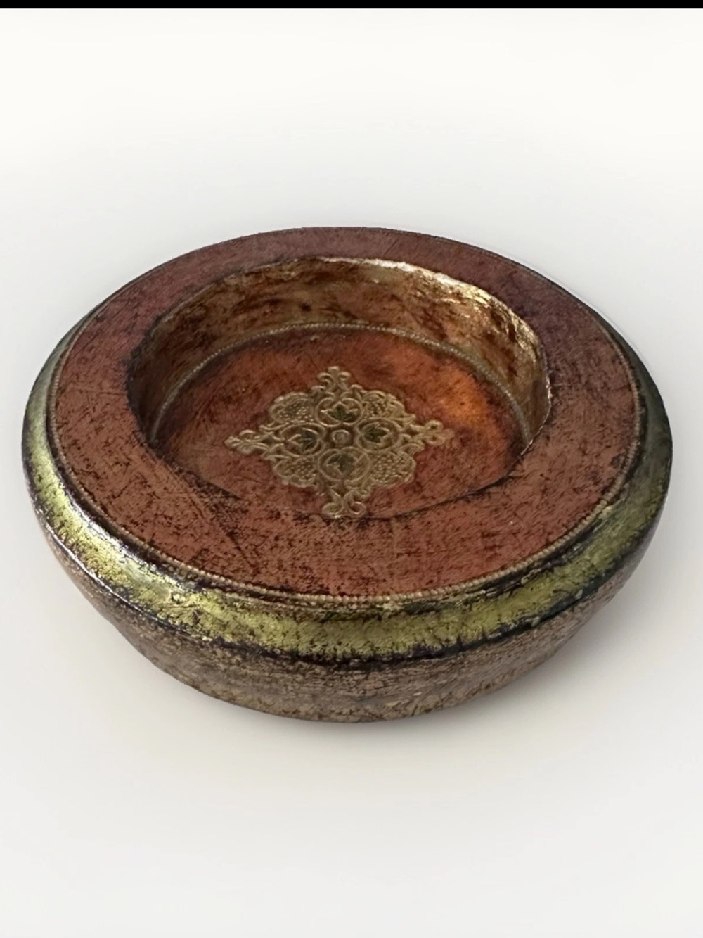Vintage Florentia Gold Gilt Wood Decor Dish Handmade Italy florentine